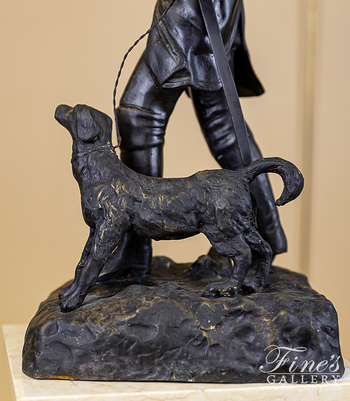 Bronze Statues  - Colonial Man Fox Hunt In Bronze - BS-1046